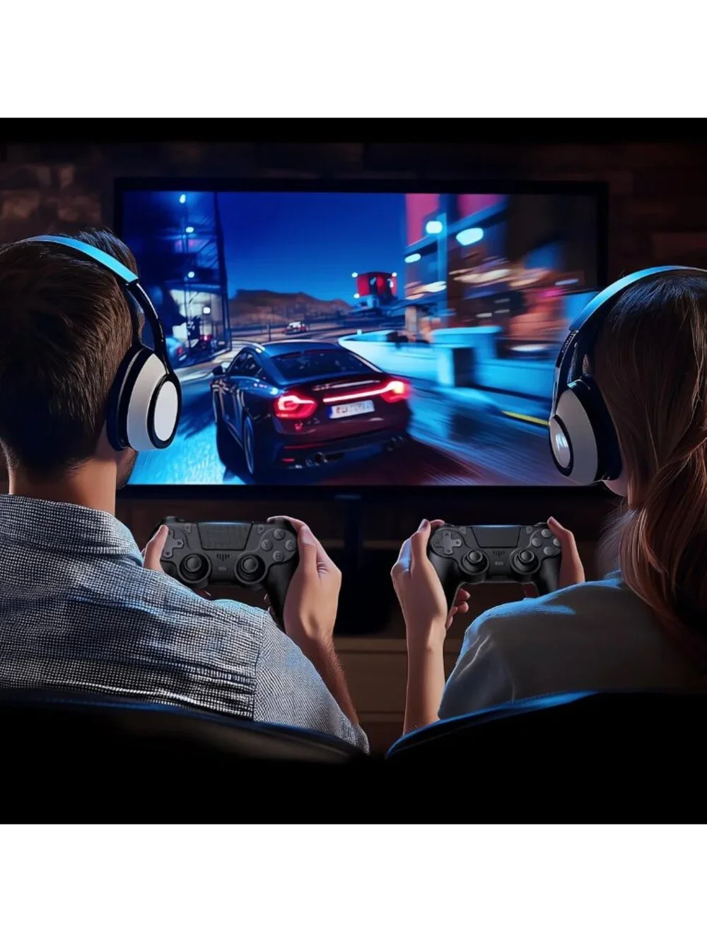 2 Pack Wireless Controllers with Charging Dock for PS4/Pro/Slim - LED Black